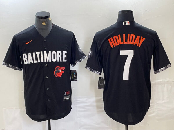 Men's Baltimore Orioles #7 Jackson Holliday Black 2023 City Connect Cool base jerseys 2