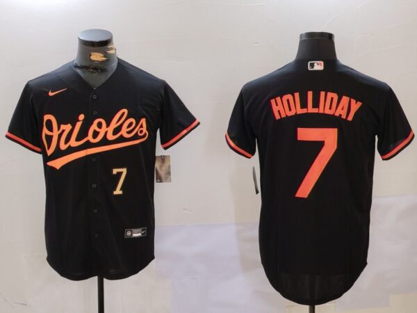 Men's Baltimore Orioles #7 Jackson Holliday Black Cool Base Stitched Baseball Jerseys