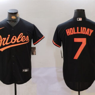 Men's Baltimore Orioles #7 Jackson Holliday Black Cool Base Stitched Baseball Jersey