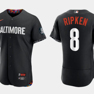 Men's Baltimore Orioles #8 Cal Ripken Jr. Black 2023 City Connect Flex Base Stitched Baseball Jersey