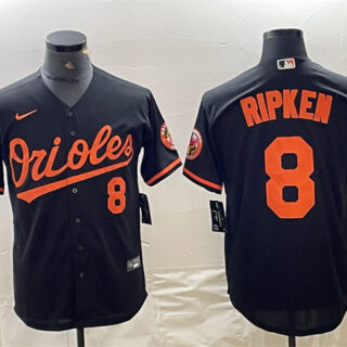 Men's Baltimore Orioles #8 Cal Ripken Jr. Black Cool Base Stitched Jersey