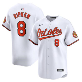 Men's Baltimore Orioles #8 Cal Ripken Jr. White 2024 Home Limited Cool Base Stitched Baseball Jersey