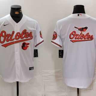 Men's Baltimore Orioles Big Logo White 2024 Home Limited Cool Base Stitched Baseball Jerseys