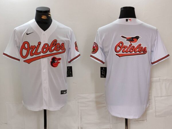 Men's Baltimore Orioles Big Logo White 2024 Home Limited Cool Base Stitched Baseball Jerseys