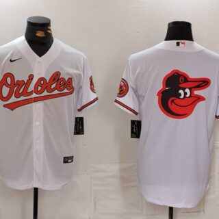 Men's Baltimore Orioles Big Logo White 2024 Home Limited Cool Base Stitched Baseball Jersey