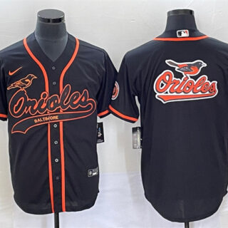 Men's Baltimore Orioles Black Team Big Logo Cool Base Stitched Jersey 2