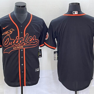 Men's Baltimore Orioles Blank Black Cool Base Stitched Jersey 2