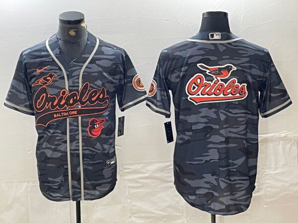 Men's Baltimore Orioles Gray Team Big Logo Cool Base Stitched Jerseys