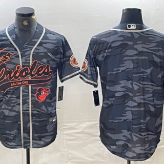 Men's Baltimore Orioles Gray Team Big Logo Cool Base Stitched Jerseys