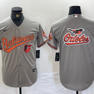 Men's Baltimore Orioles Gray Team Big Logo Cool Base Stitched Jerseys