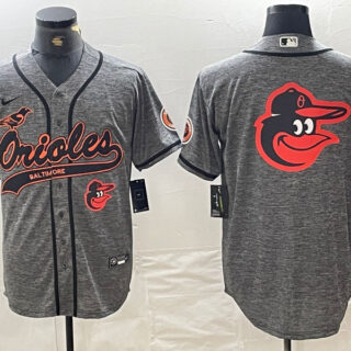 Men's Baltimore Orioles Gray Team Big Logo Cool Base Stitched Jerseys