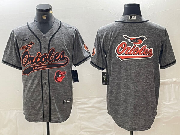 Men's Baltimore Orioles Gray Team Big Logo Cool Base Stitched Jerseys