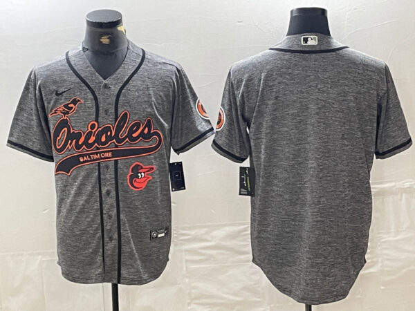 Men's Baltimore Orioles Gray Team Big Logo Cool Base Stitched Jerseys