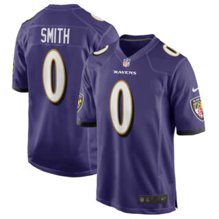 Men's Baltimore Ravens #0 Roquan Smith Purple Game Football Jersey