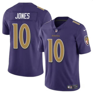 Men's Baltimore Ravens #10 Emory Jones Purple Vapor Limited Football Jersey