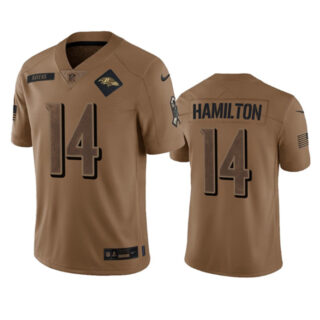 Men's Baltimore Ravens #14 Kyle Hamilton 2023 Brown Salute To Service Limited Jersey