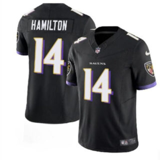 Men's Baltimore Ravens #14 Kyle Hamilton Black 2023 F.U.S.E. Vapor Limited Stitched Jersey