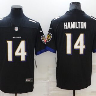 Men's Baltimore Ravens #14 Kyle Hamilton Black Vapor Untouchable Limited Stitched Jersey