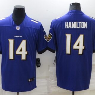 Men's Baltimore Ravens #14 Kyle Hamilton Purple Vapor Untouchable Limited Stitched Jersey