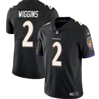Men's Baltimore Ravens #2 Nate Wiggins Black 2024 Draft Vapor Limited Football Jersey