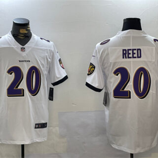 Men's Baltimore Ravens #20 Ed Reed White Vapor Limited Football Jersey