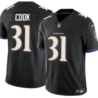 Men's Baltimore Ravens #31 Dalvin Cook Black 2024 F.U.S.E. Vapor Limited Football Jersey