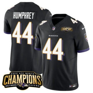 Men's Baltimore Ravens #44 Marlon Humphrey Black 2023 F.U.S.E. AFC North Champions Vapor Limited Football Jersey