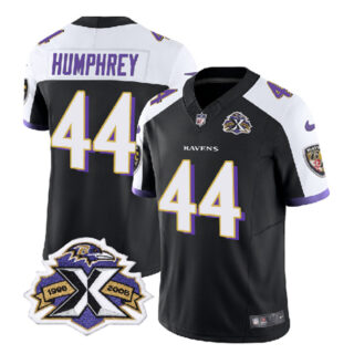 Men's Baltimore Ravens #44 Marlon Humphrey Black White 2023 F.U.S.E With Patch Throwback Vapor Limited Jersey