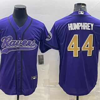 Men's Baltimore Ravens #44 Marlon Humphrey Purple Gold With Patch Cool Base Stitched Baseball Jersey