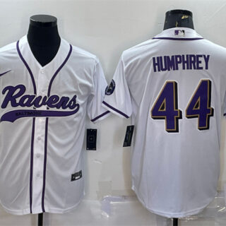 Men's Baltimore Ravens #44 Marlon Humphrey White With Patch Cool Base Stitched Baseball Jersey