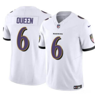 Men's Baltimore Ravens #6 Patrick Queen White 2023 F.U.S.E. Vapor Limited Football Jersey