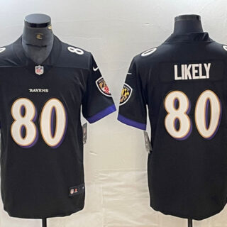 Men's Baltimore Ravens #80 Isaiah Likely Black Vapor Limited Football Jersey