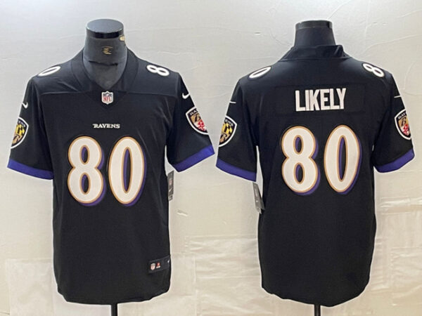Men's Baltimore Ravens #80 Isaiah Likely Black Vapor Limited Football Jersey