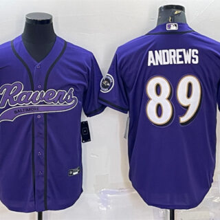 Men's Baltimore Ravens #89 Mark Andrews Purple With Patch Cool Base Stitched Baseball Jersey