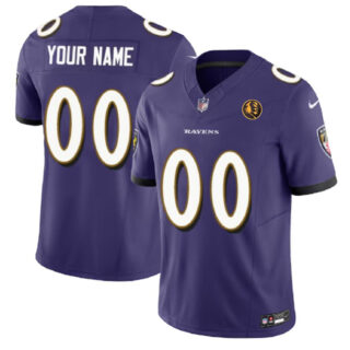 Men's Baltimore Ravens Active Player Custom Purple 2023 F.U.S.E. With John Madden Patch Vapor Limited Football Jersey