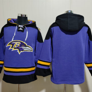 Men's Baltimore Ravens Blank Ageless Must-Have Lace-Up Pullover Hoodie