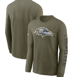 Men's Baltimore Ravens Olive 2022 Salute To Service Long Sleeve T-Shirt