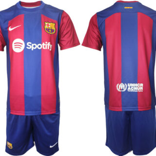Men's Barcelona Custom 2023 24 Blue Red Home Soccer Jersey Suit