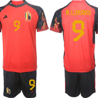 Men's Belgium #9 R.Lukaku Red 2022 FIFA World Cup Home Soccer Jersey Suit