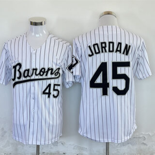 Men's Birmingham Barons #45 Michael Jordan White Throwback Stitched Baseball Jersey