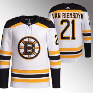 Men's Boston Bruins #21 James Van Riemsdyk White Stitched Jersey
