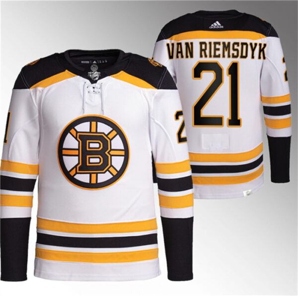 Men's Boston Bruins #21 James Van Riemsdyk White Stitched Jersey