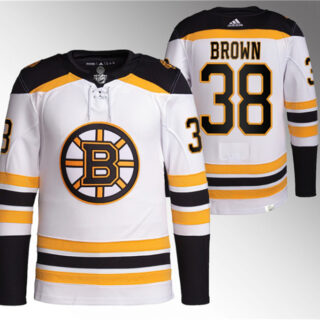 Men's Boston Bruins #38 Patrick Brown White Stitched Jersey