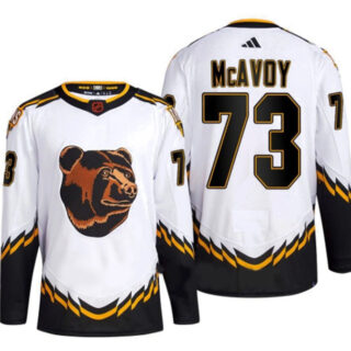 Men's Boston Bruins #73 Charlie McAvoy White 2022-23 Reverse Retro Stitched Jersey
