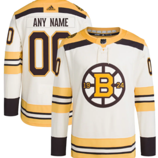 Men's Boston Bruins Custom Cream 100th Anniversary Stitched Jersey