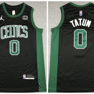 Men's Boston Celtics #0 Jayson Tatum 75th Anniversary Black Stitched Basketball Jersey