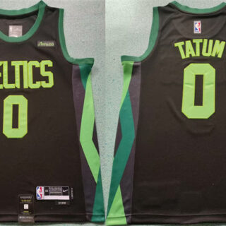 Men's Boston Celtics #0 Jayson Tatum Black 2024-25 City Edition Statement Edition Stitched Basketball Jersey