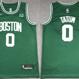 Men's Boston Celtics #0 Jayson Tatum Green No.6 Patch Stitched Basketball Jersey