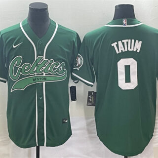 Men's Boston Celtics #0 Jayson Tatum Green Stitched Baseball Jersey