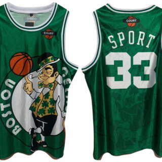 Men's Boston Celtics #33 Larry Bird Green Print Basketball Jersey